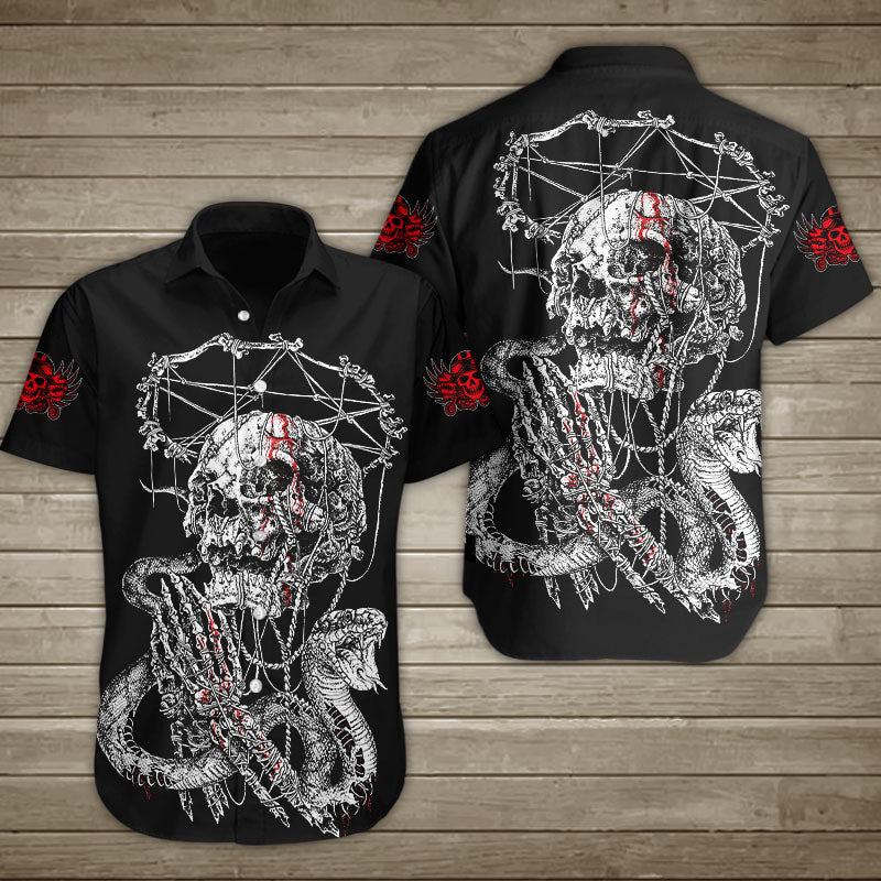 Satan Skull Pray With Snake Hawaiian Shirt