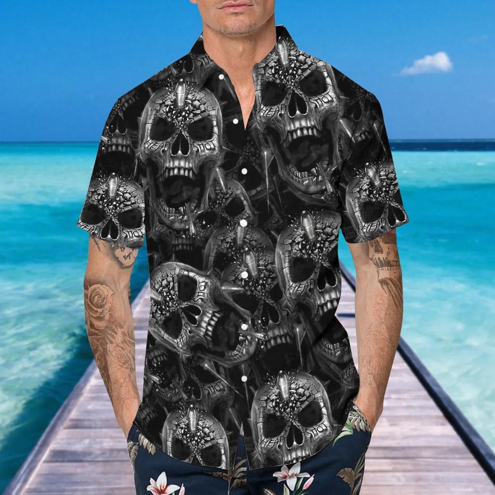 Scary Dark Skull Pile Hawaiian Shirt