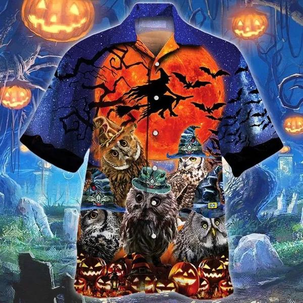 Scary Enough Halloween Owls Hawaiian Shirt