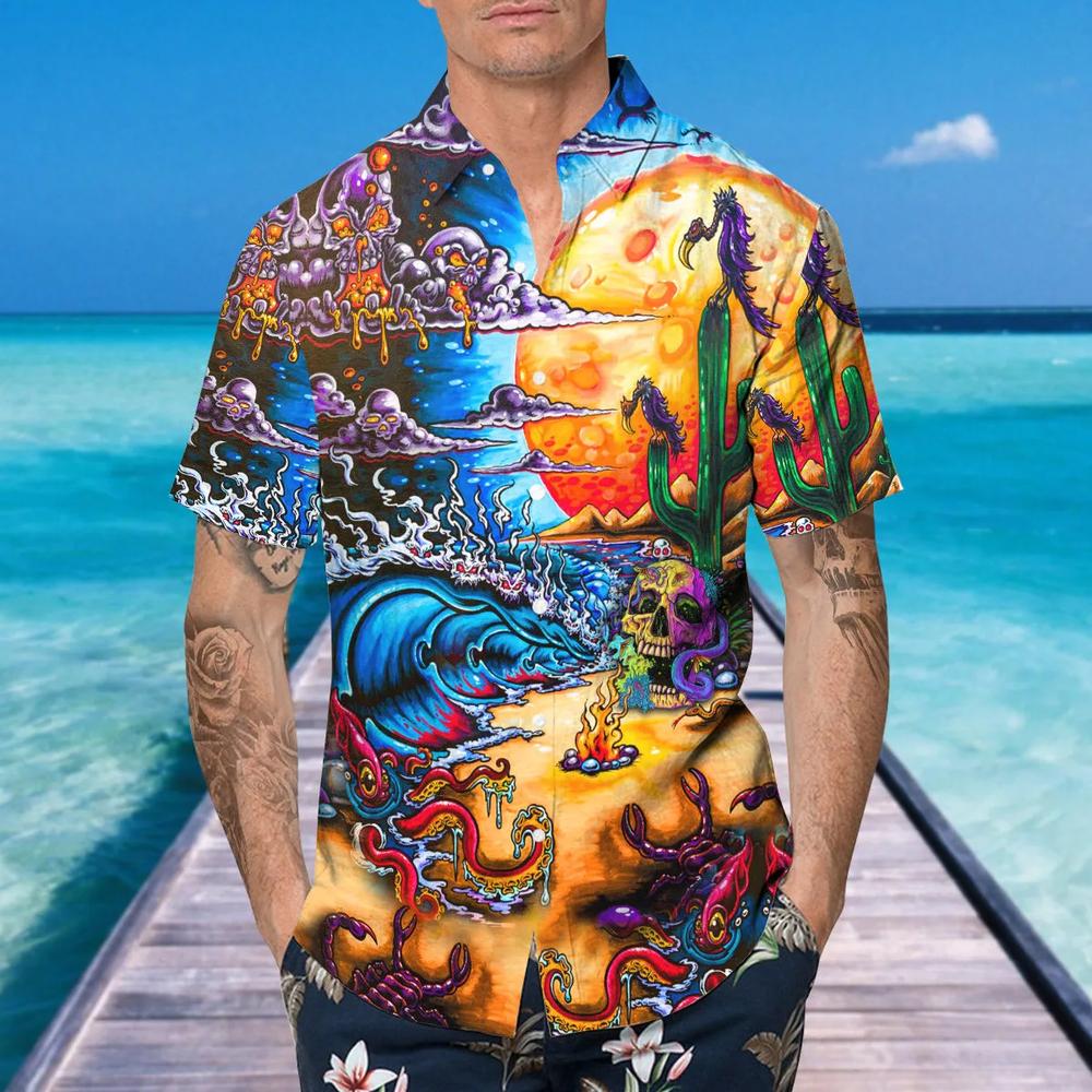 Scary Skull Beach Hawaiian Shirt