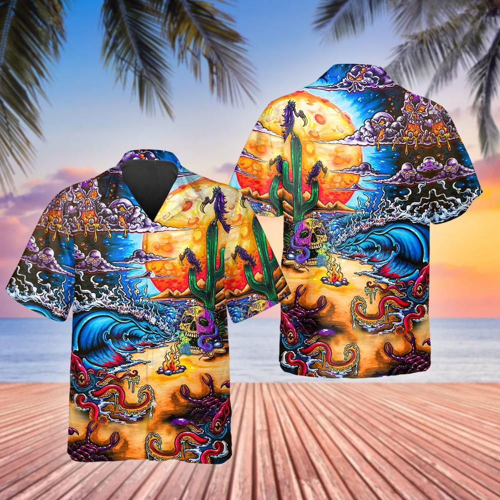 Scary Skull Beach Hawaiian Shirt