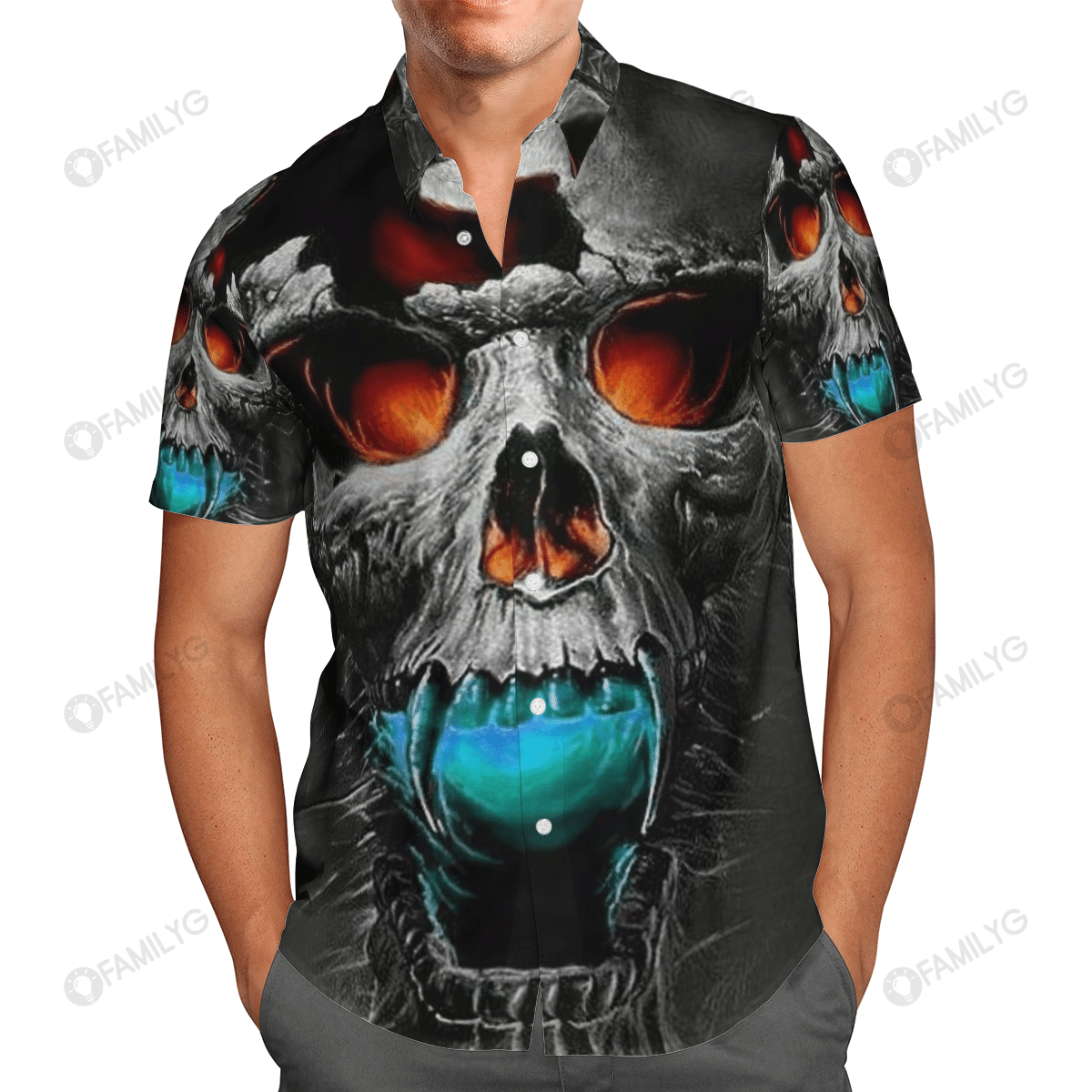 Scary Skull Pattern Unisex Hawaiian Shirt Summer Hawaiian For Men Women Couple
