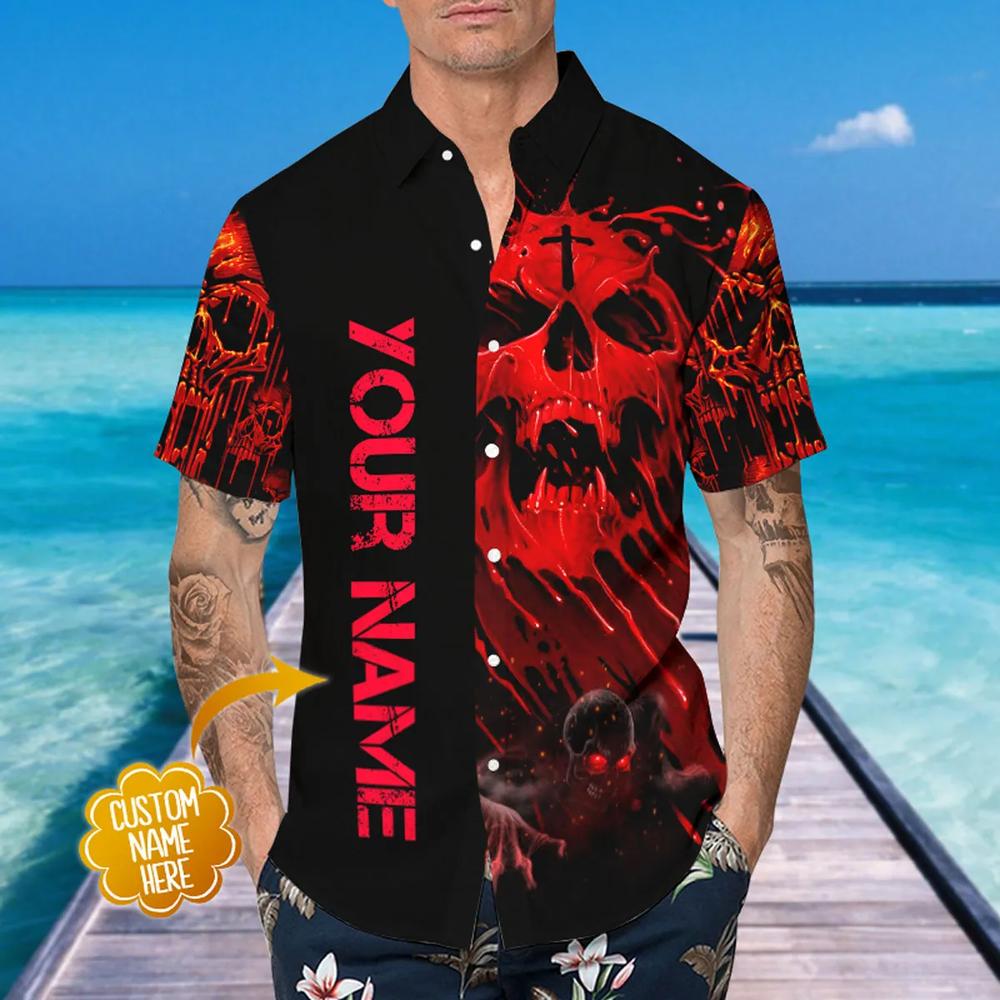 Scary Skull Screaming Personalized Hawaiian Shirt