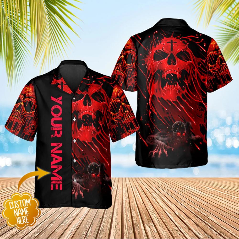 Scary Skull Screaming Personalized Hawaiian Shirt