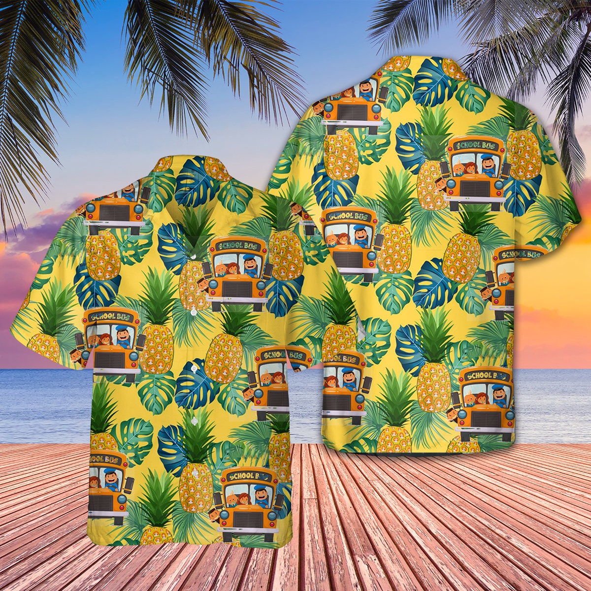 School Bus Driver Beach Holiday Unisex Summer Hawaiian Shirt
