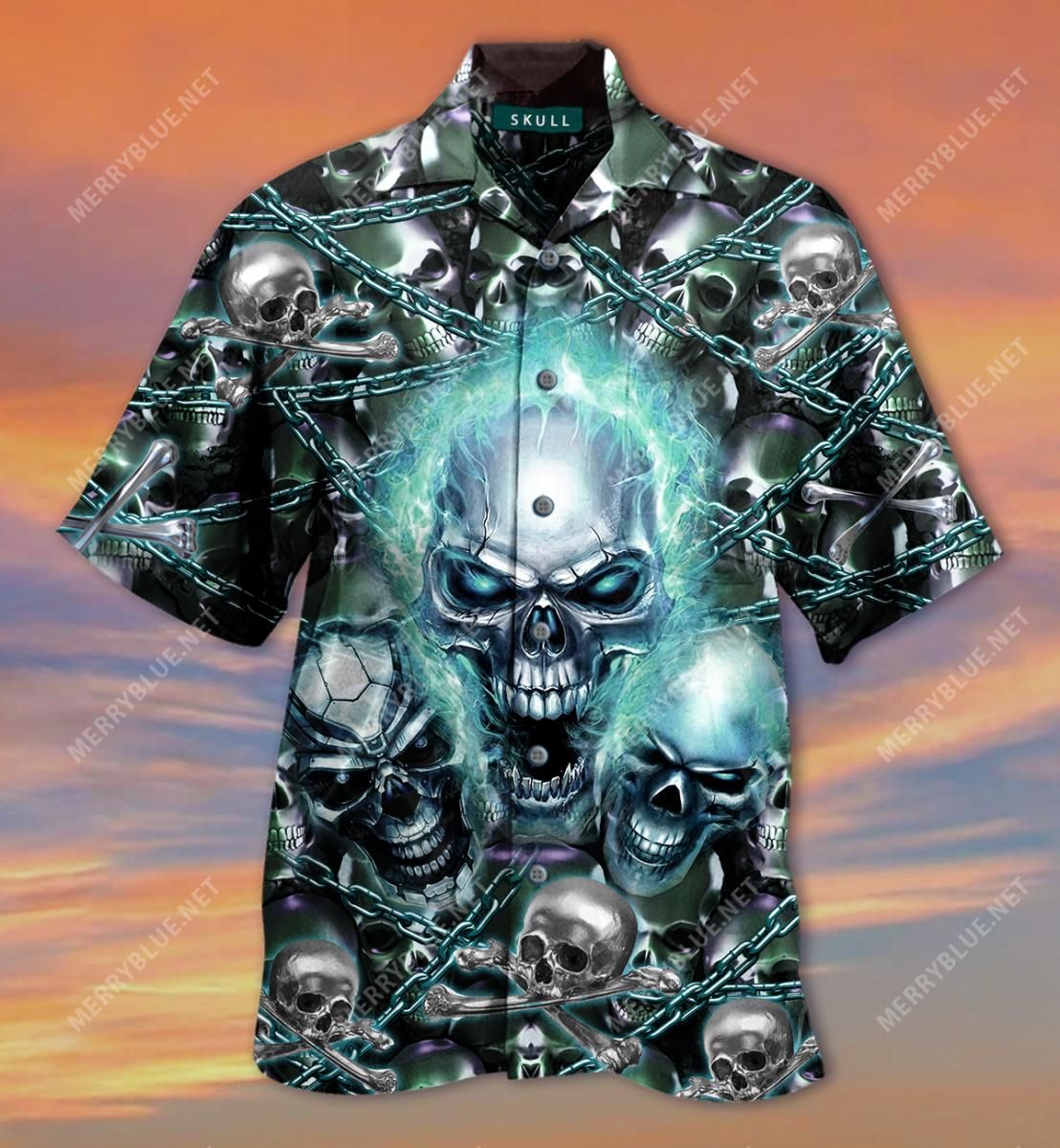 Screaming Skull  Hawaiian Shirt  Casual Shirt For Men And Women