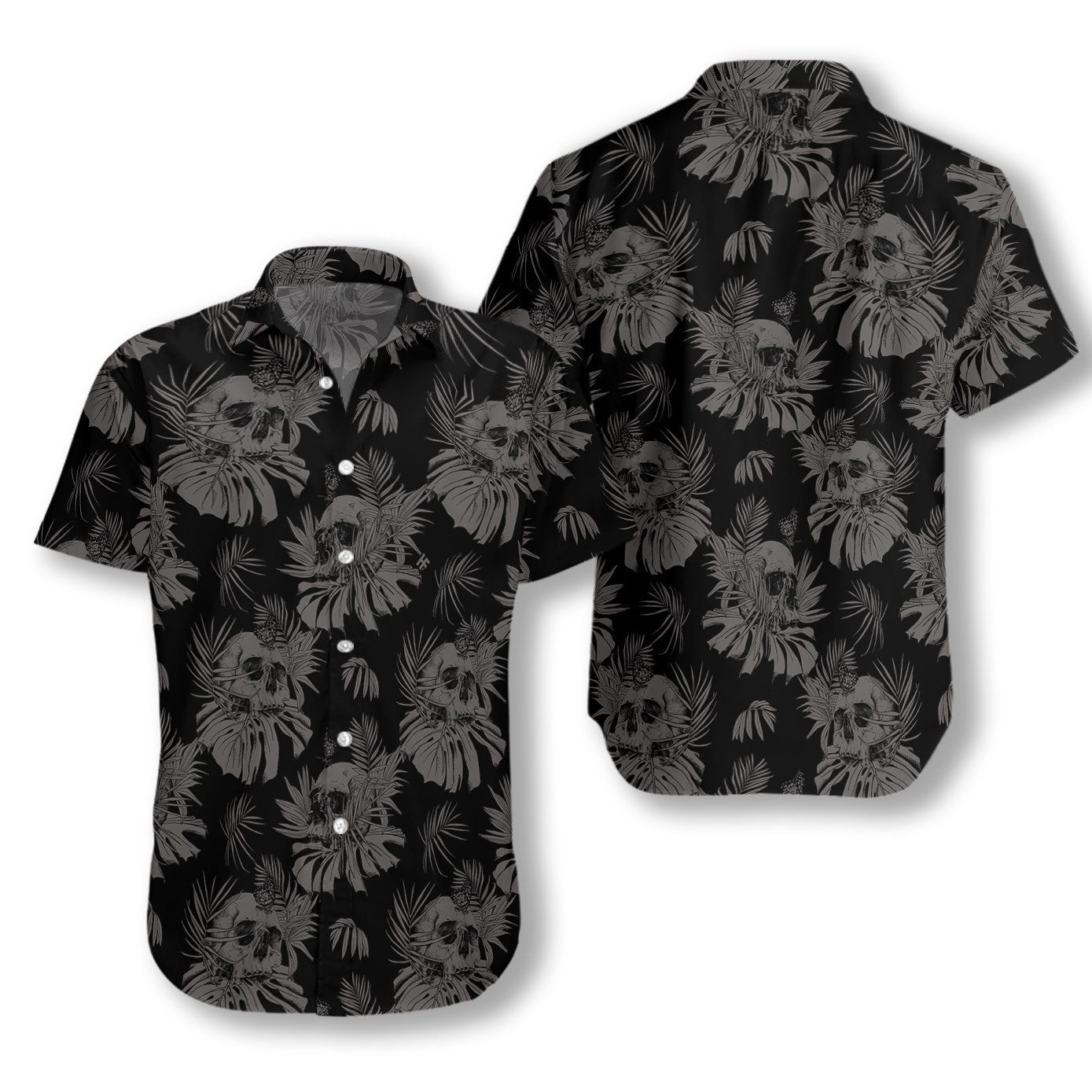 Seamless Gothic Skull With Butterfly Goth Ez20 1112 Hawaiian Shirt-1
