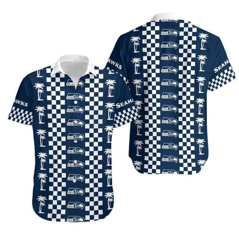 Seattle Seahawks Coconut Trees Hawaiian Shirt For Fans-1