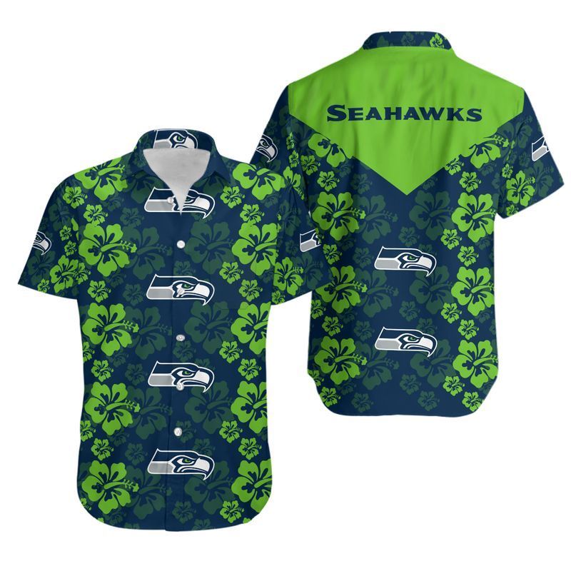 Seattle Seahawks Flowers Hawaiian Shirt For Fans-1