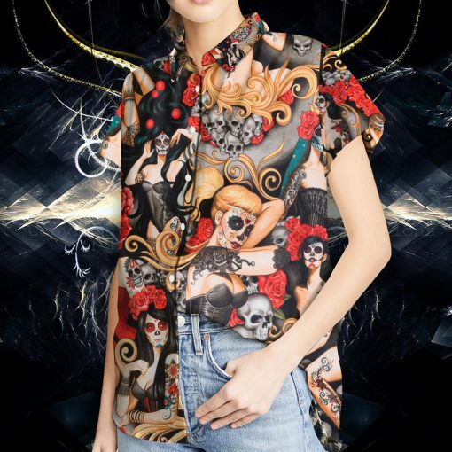 Sexy Sugar Skull Lady Hawaiian Shirt