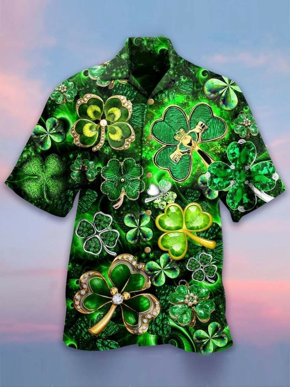 Shamrock Irish Leaf Diamond Hawaiian Shirt