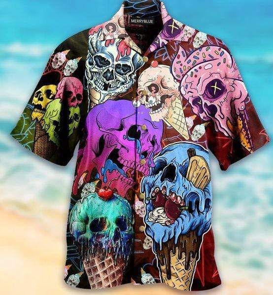 Shop From 1000 Unique Skull And Ice Cream Unisex Hawaiian Aloha Shirt