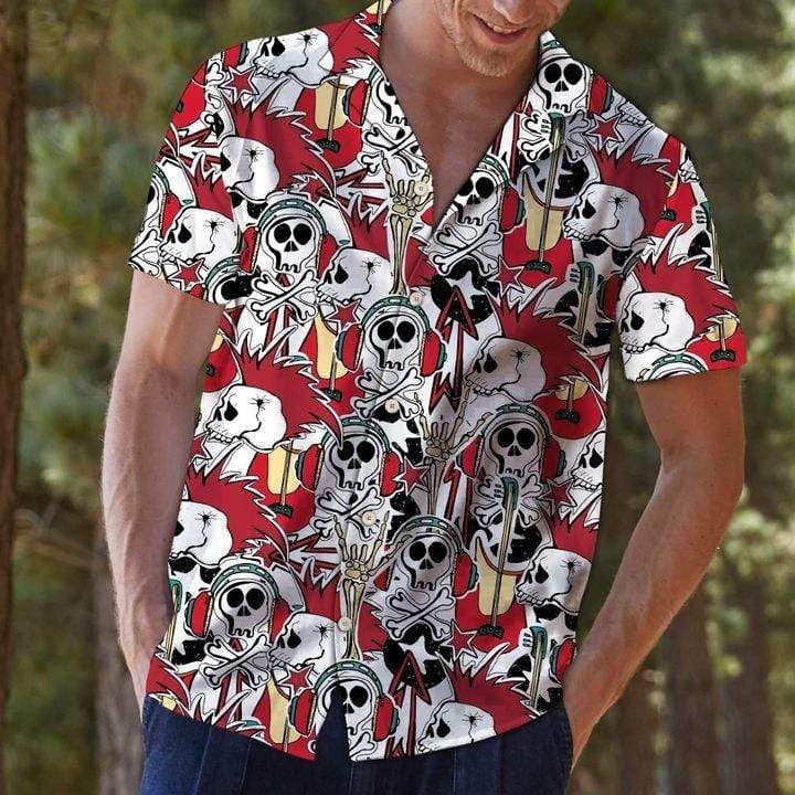 Shop Skull Rock And Roll Hawaiian Shirts