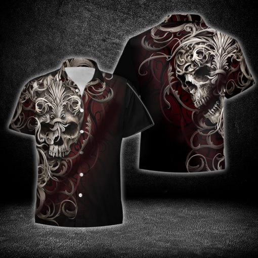 Shoulder Wrap Skull Hawaiian Shirt