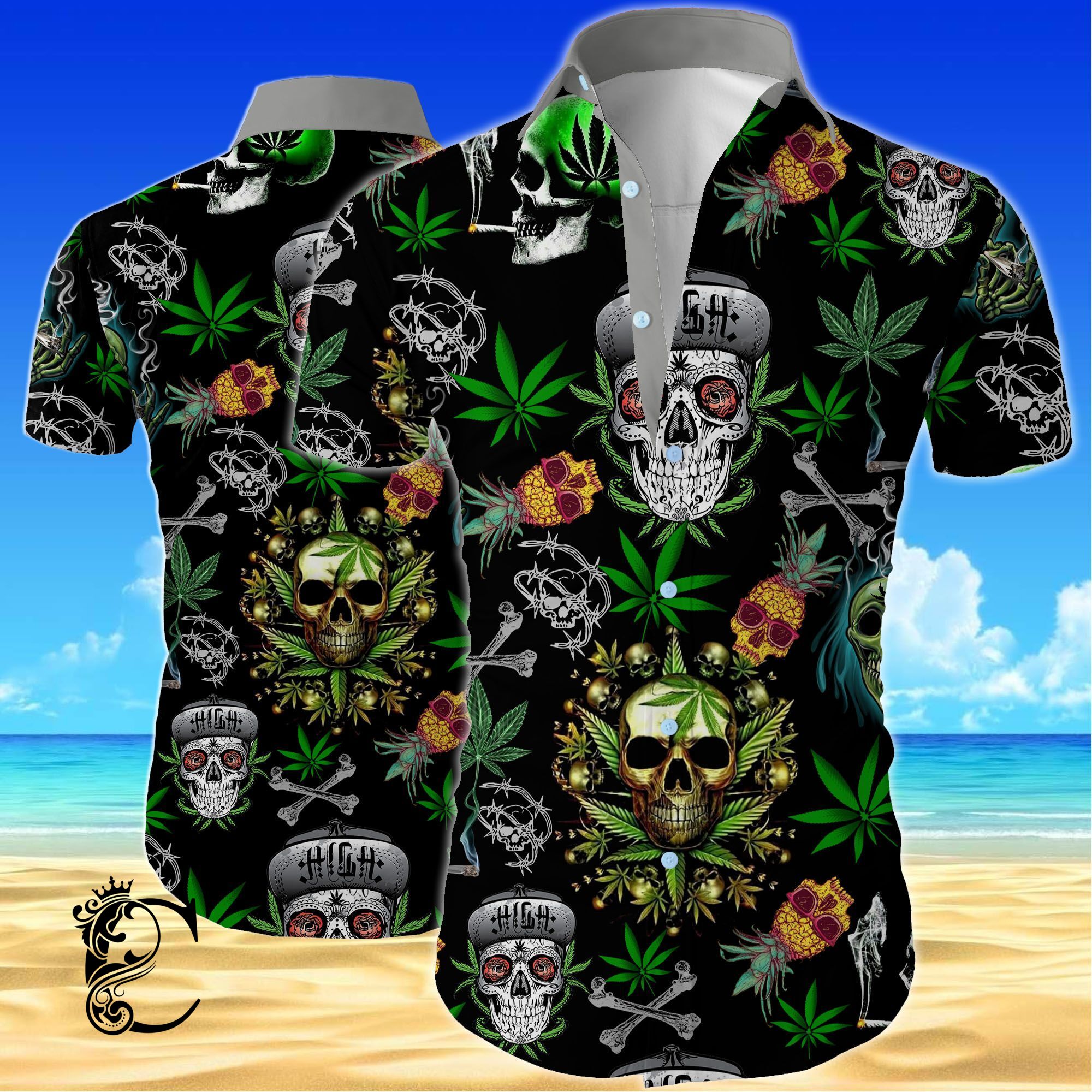 Skull 420 Hawaiian Shirt-1