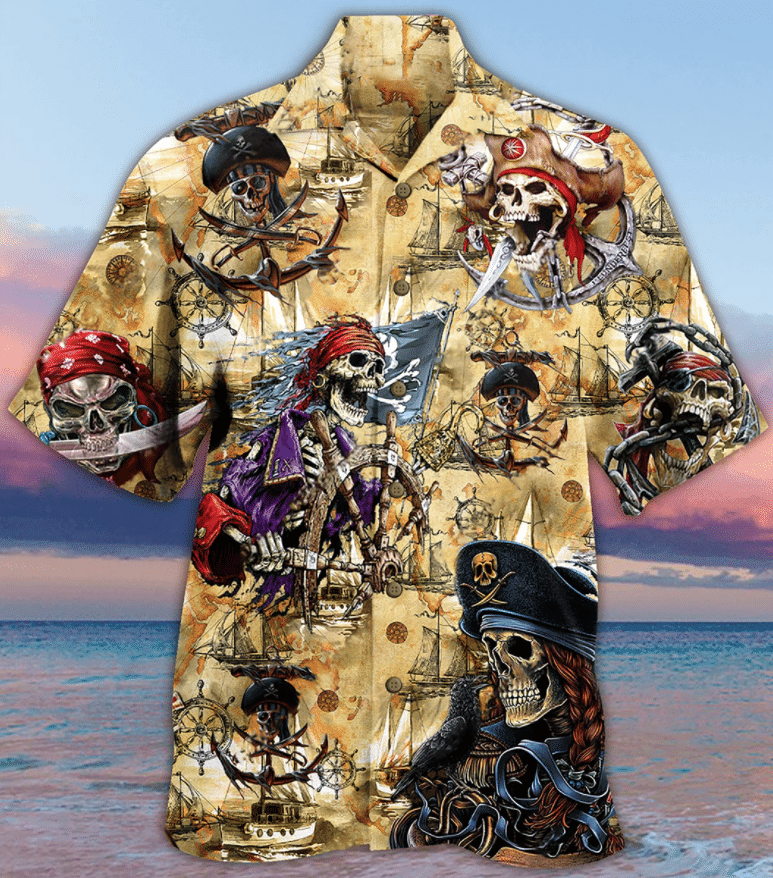 Skull Amazing Pirate 3d All Over Printed Hawaiian Shirt