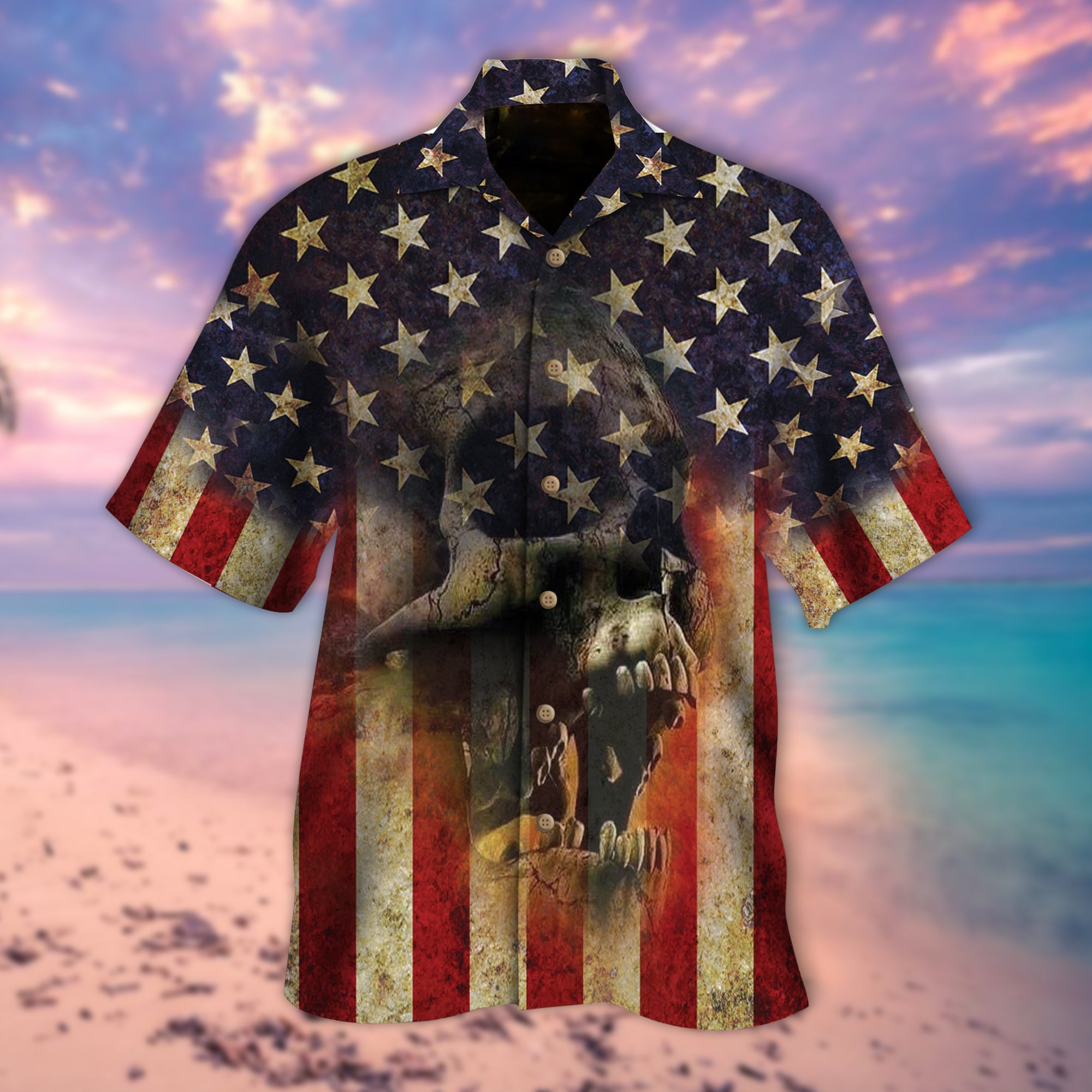 Skull America Hawaiian Shirt