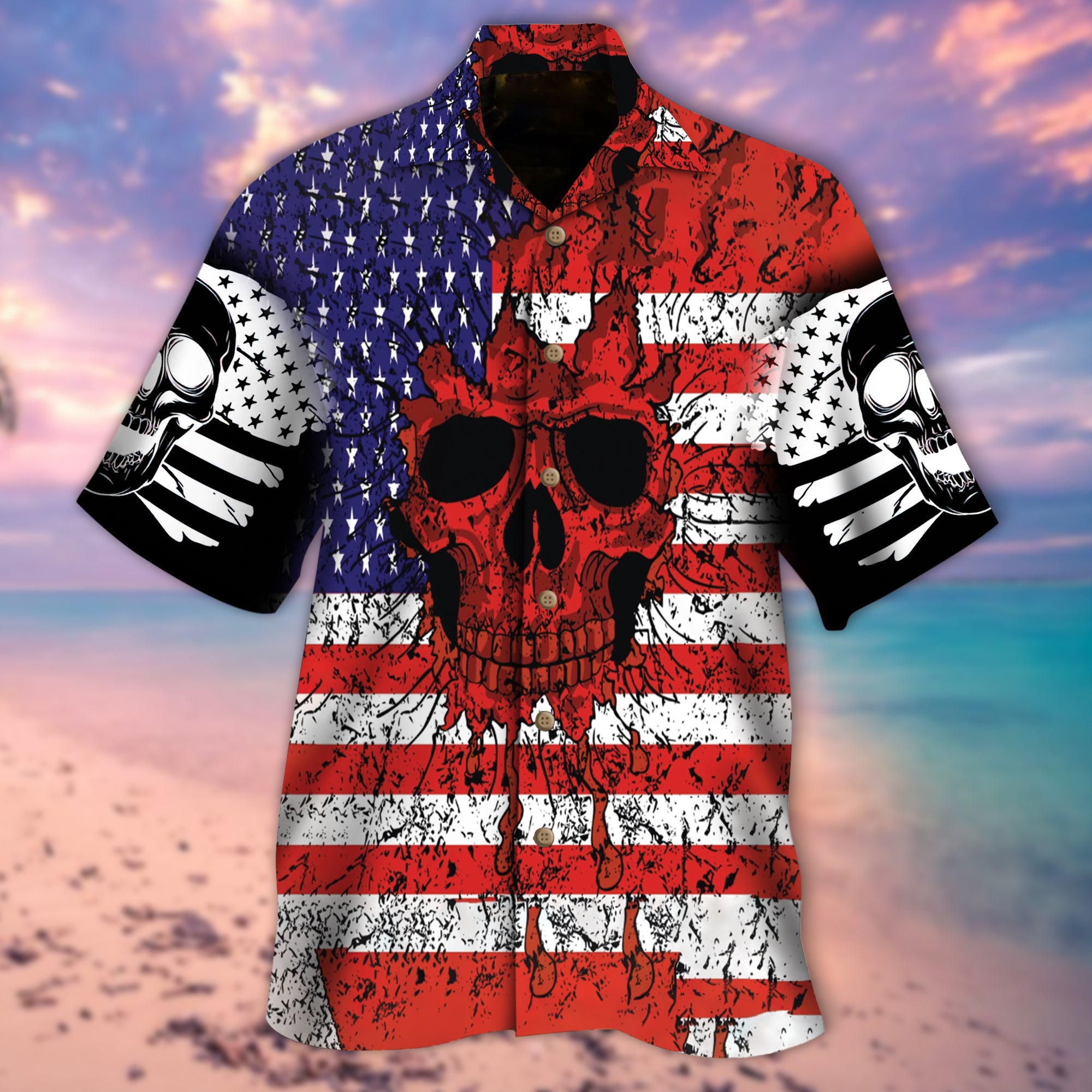 Skull America Hawaiian Shirt
