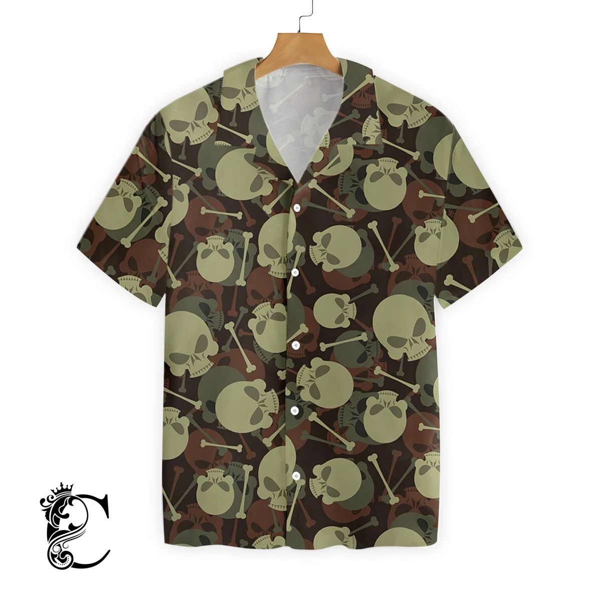 Skull And Bone Military Pattern Ez22 2810 Hawaiian Shirt