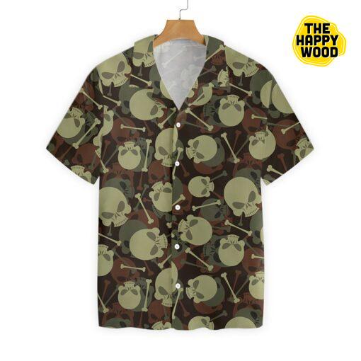 Skull And Bone Military Pattern Hawaiian Hawaii Shirt