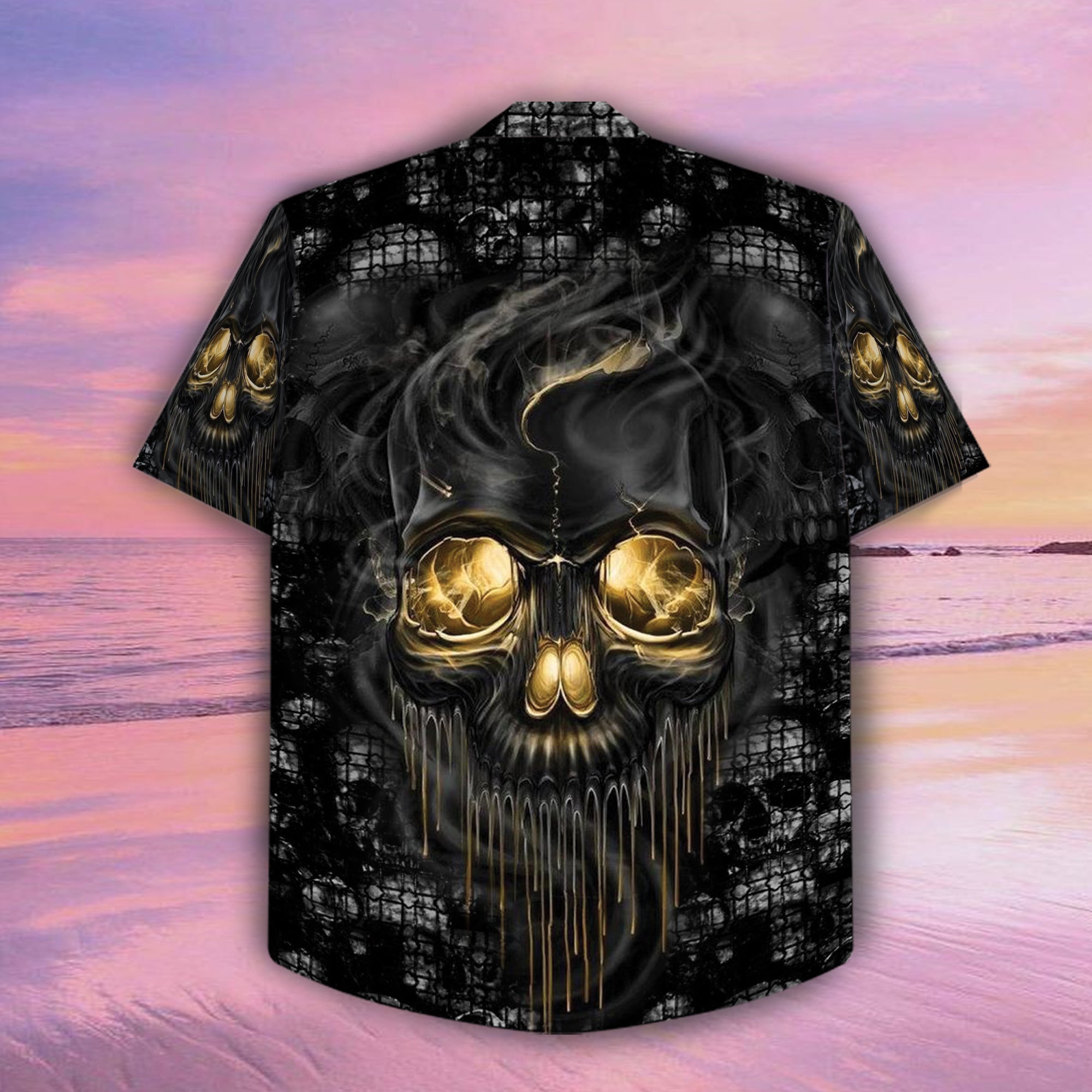 Skull And Eyes Emitting Yellow Smoke Hawaiian Shirt