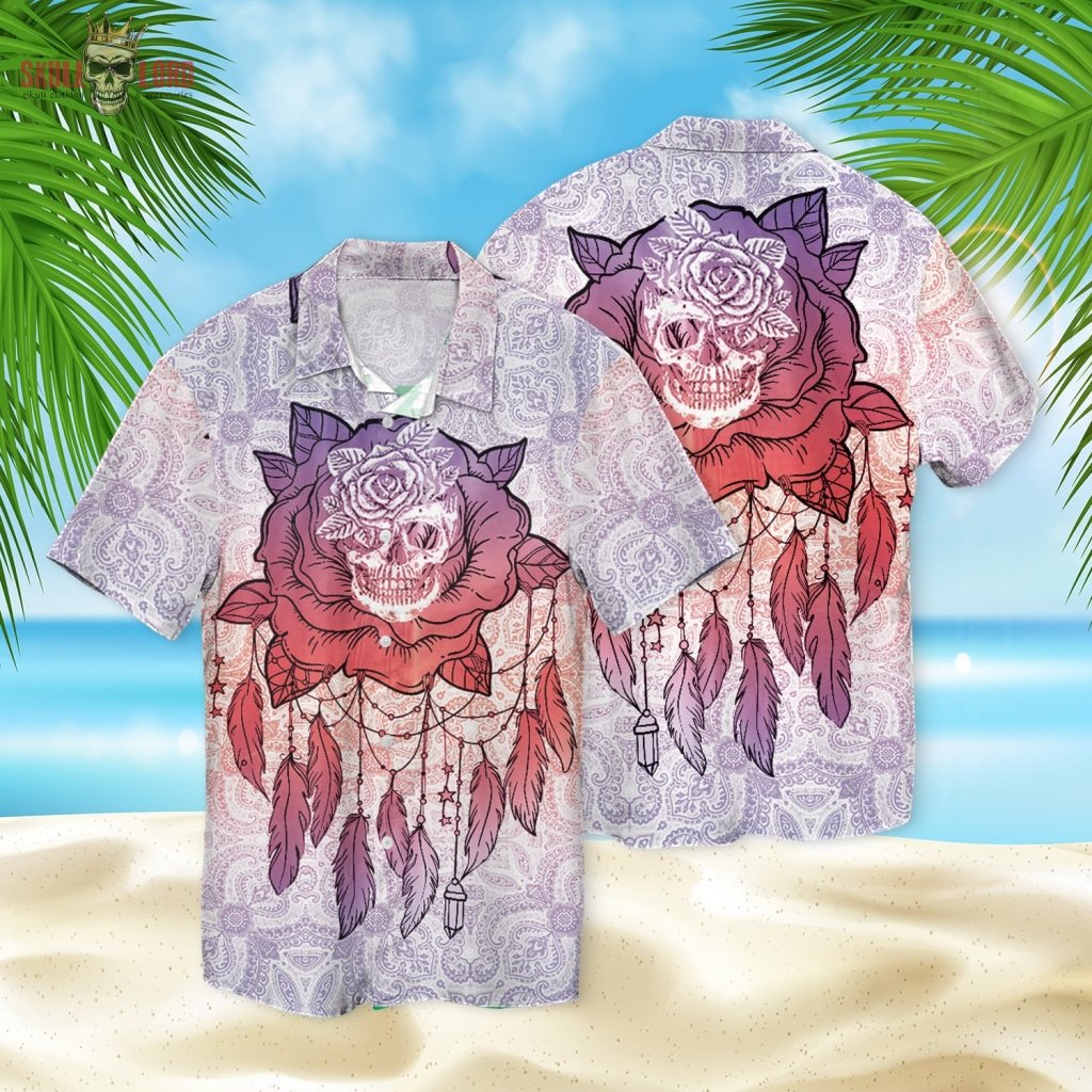 Skull And Flower In Wonderland 3d Hawaiian Shirt