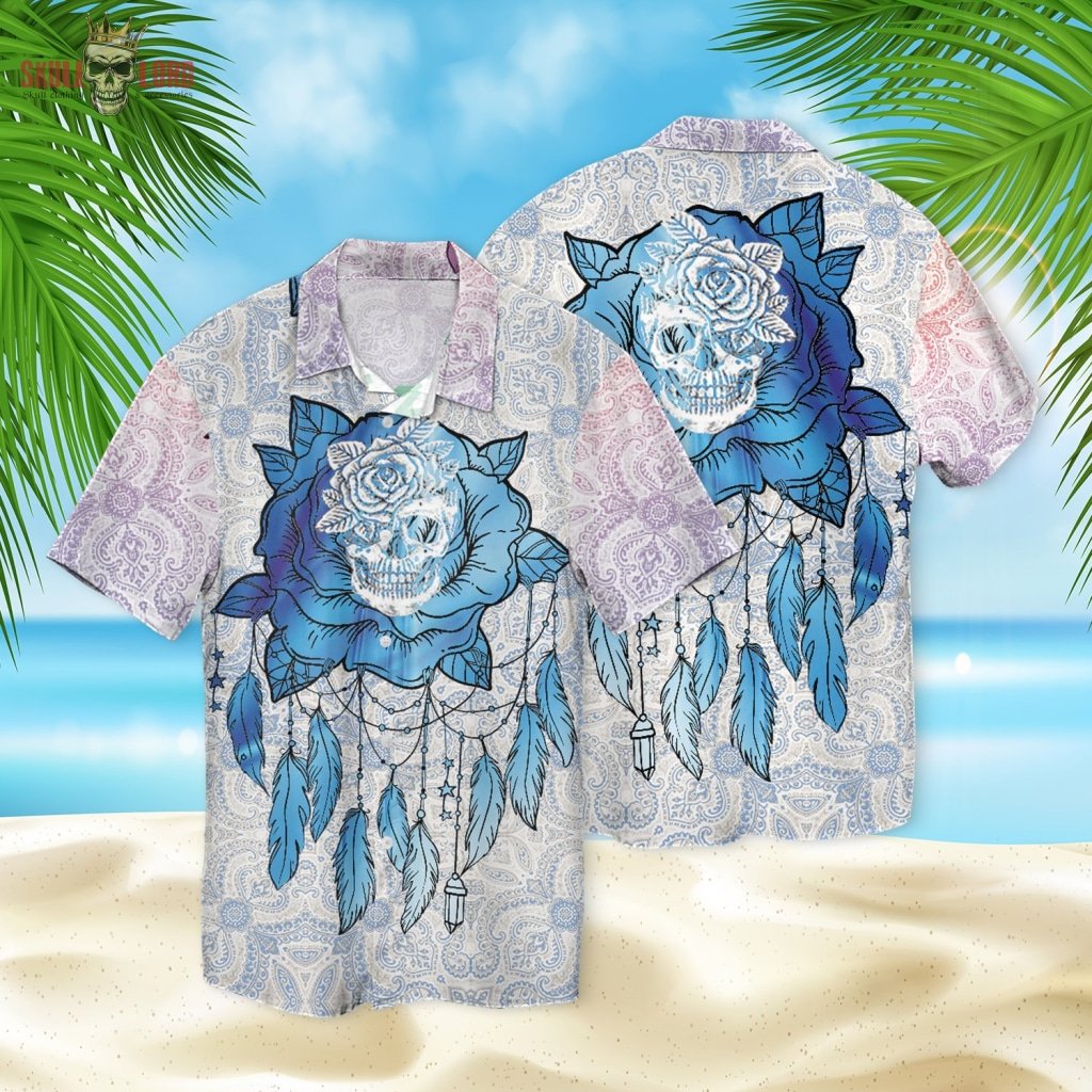 Skull And Flower In Wonderland 3d Hawaiian Shirt