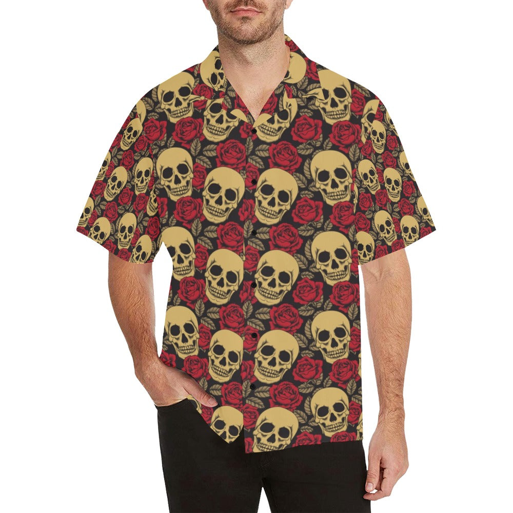 Skull And Roses Print Design Lks302 Hawaiian Shirt