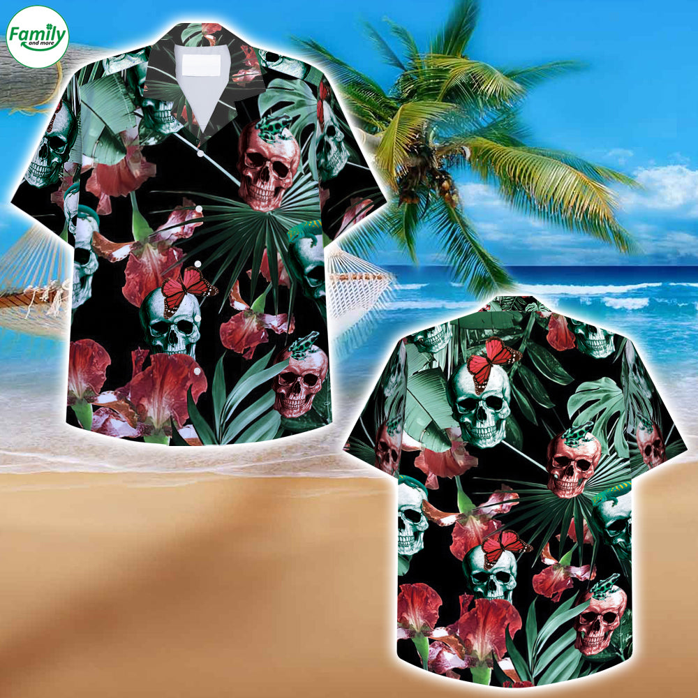 Skull Animal And Palm Tree Hawaiian Shirt