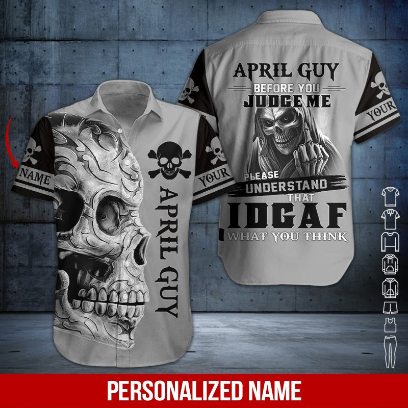 Skull April Guy Custom Name Hawaiian Shirt