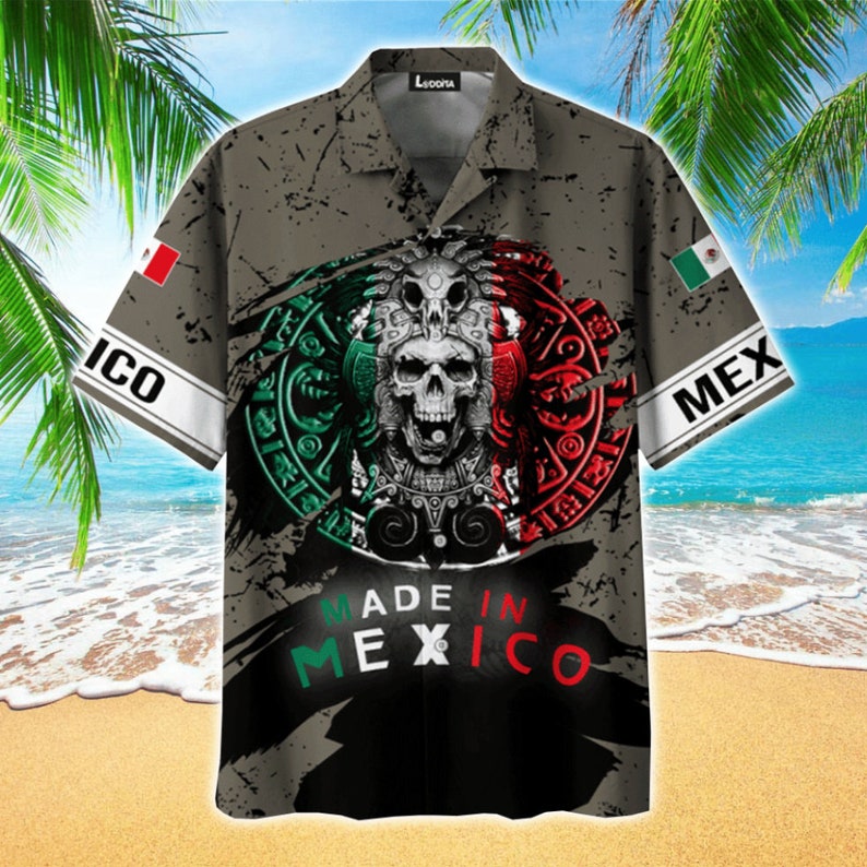 Skull Aztec Warrior Mexico Hawaii Shirt Hawaiian Shirt All Over Printed For Men Women