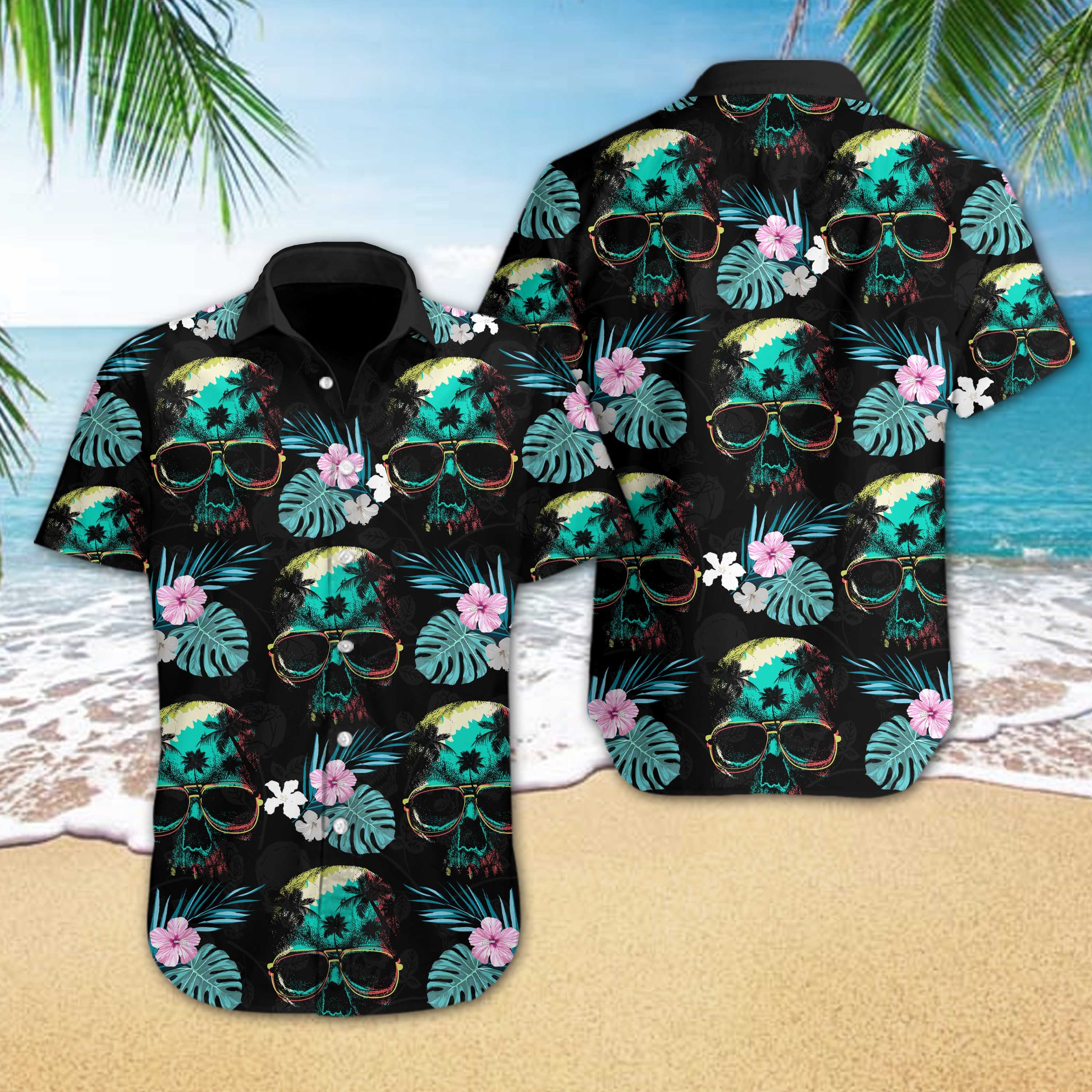 Skull Beach Hawaiian Shirt 3d