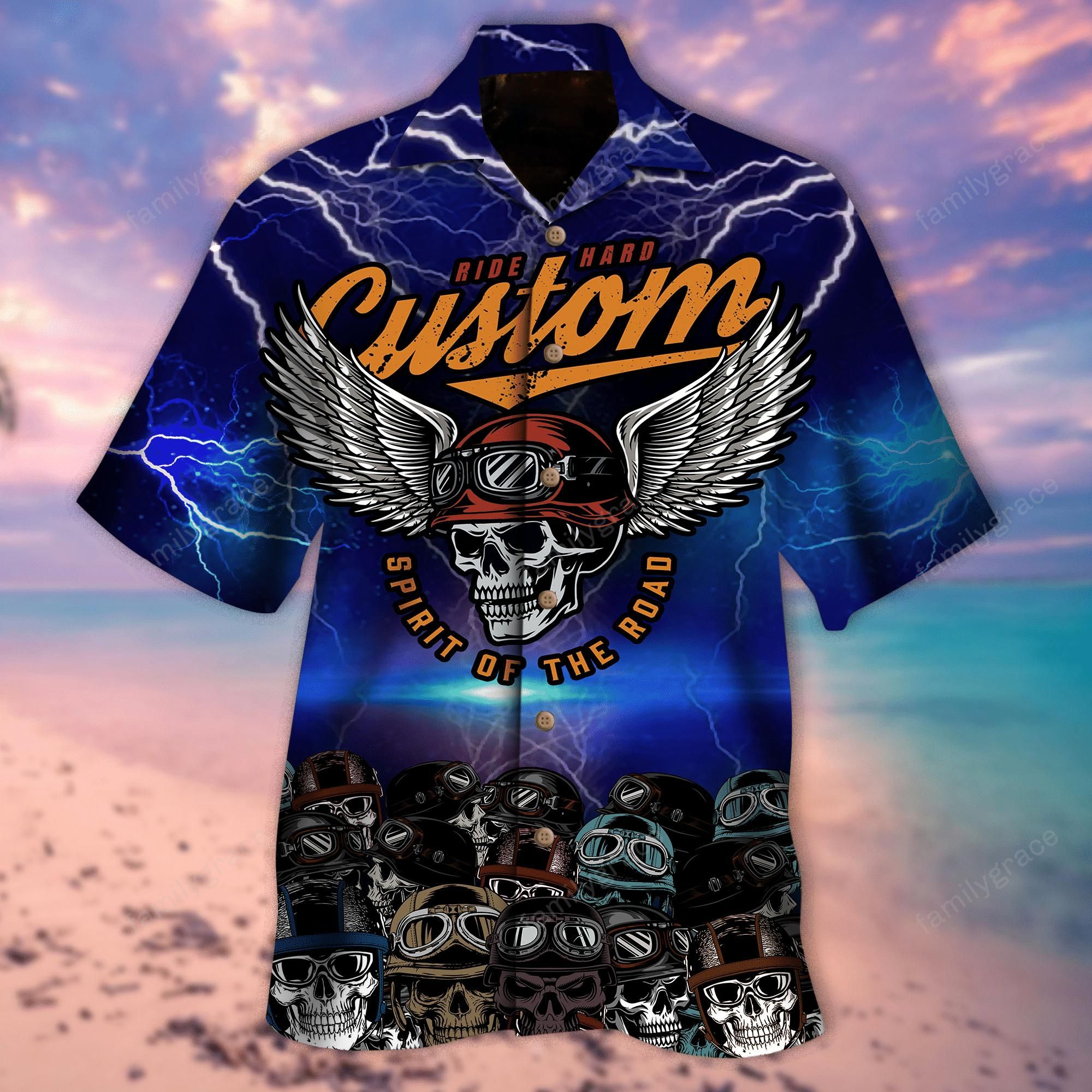 Skull Biker Aloha Hawaiian Shirt