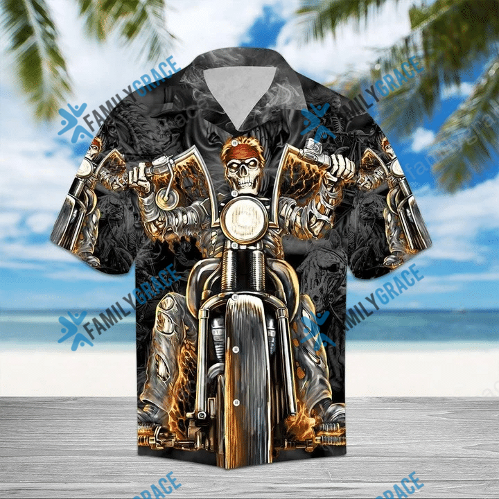 Skull Biker Motorcycles Racing Hawaiian Shirts Ht240406-1