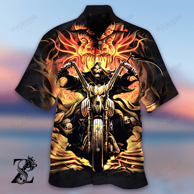 Skull Biker Motorcycles Racing Hawaiian Shirts
