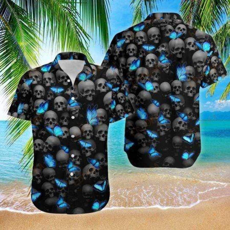 Skull Butterfly Hawaiian shirts