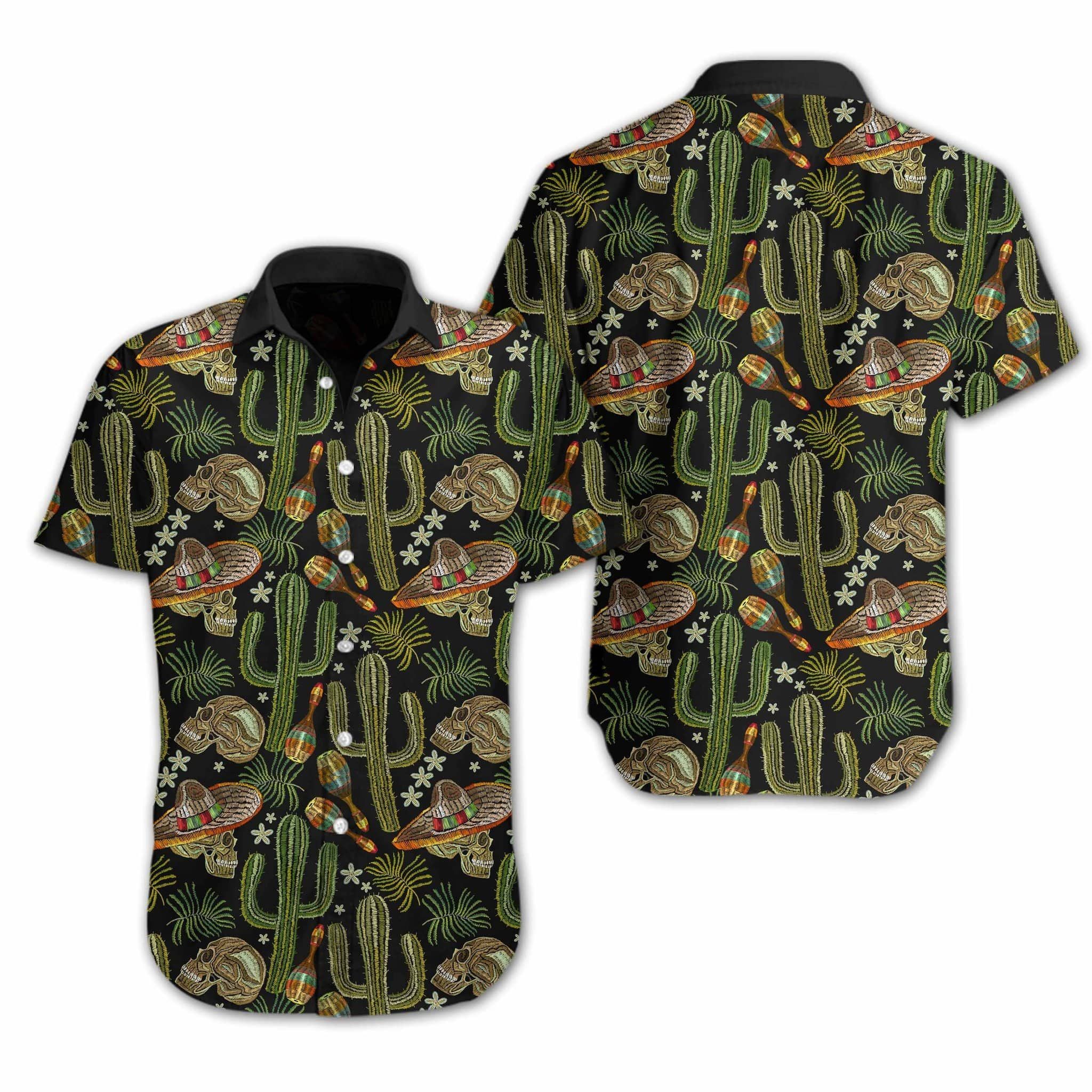 Skull Cactus Full Printing Hawaiian Aloha Shirts Aloha Shirts