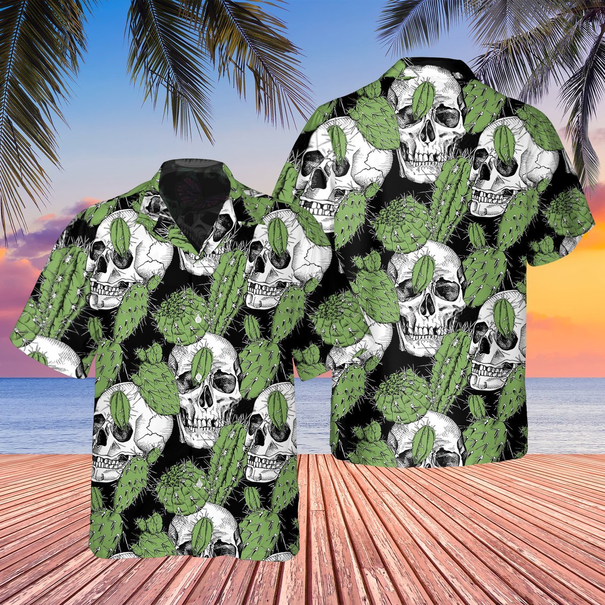 Skull Cactus Hawaii Shirts Hawaiian Shirt For Men Hawaiian Shirt