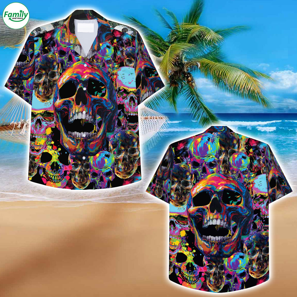 Skull Center Hawaiian Shirt – Nk45-1