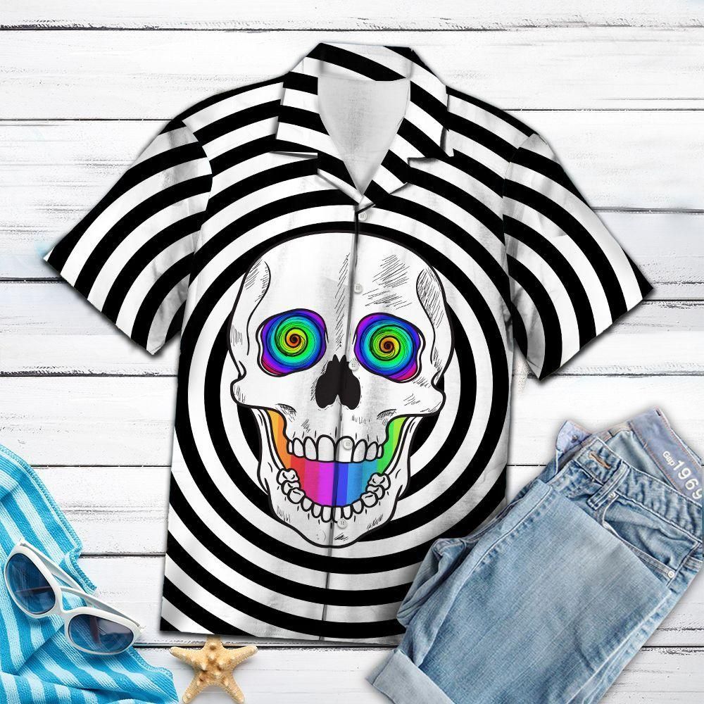 Skull Circle Black And Aloha Hawaiian Shirt Colorful Short Sleeve Summer Beach