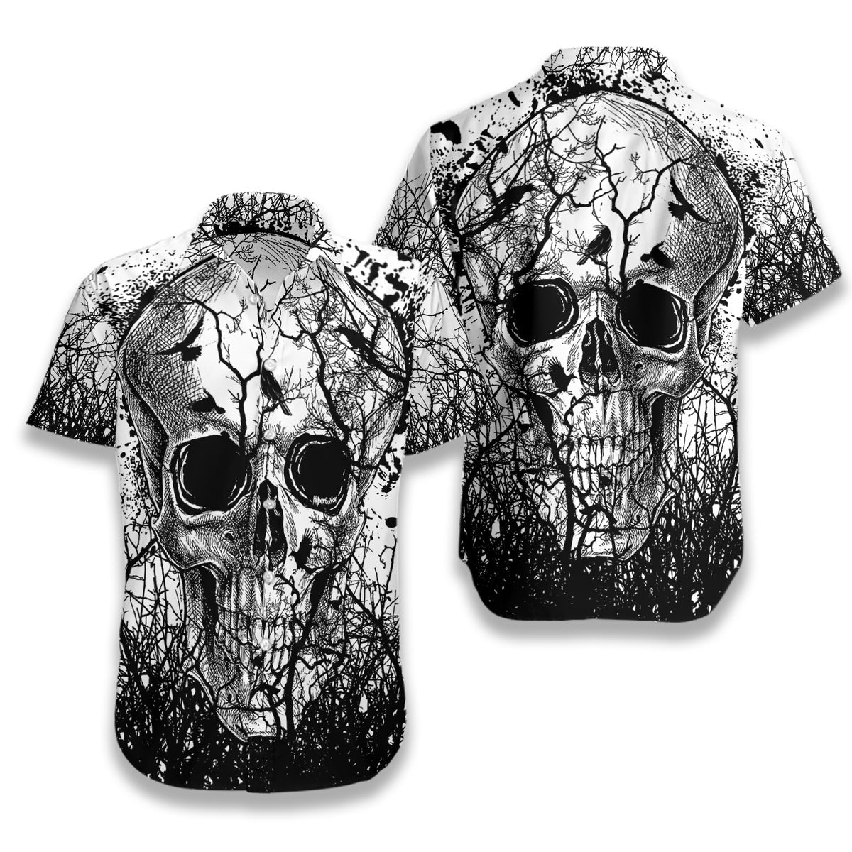 Skull Crow Hawaiian Shirt For Men Women Adult