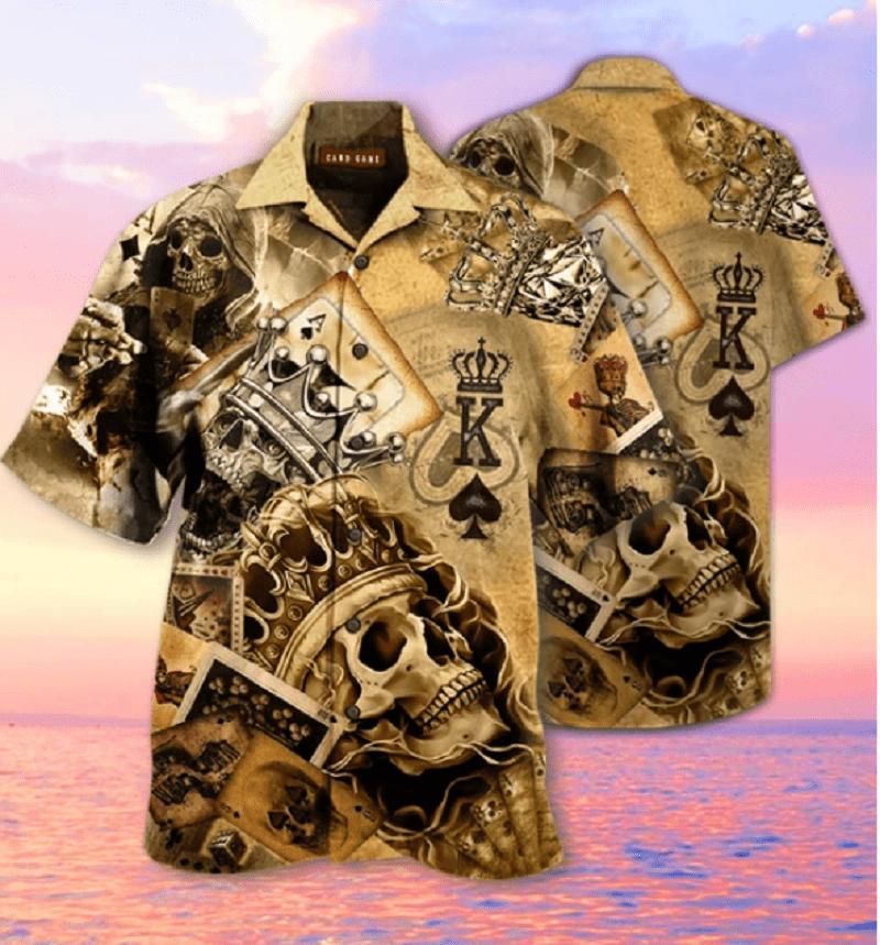 Skull Crown And King Chess Aloha Hawaiian Shirt Colorful Short Sleeve Summer Beach