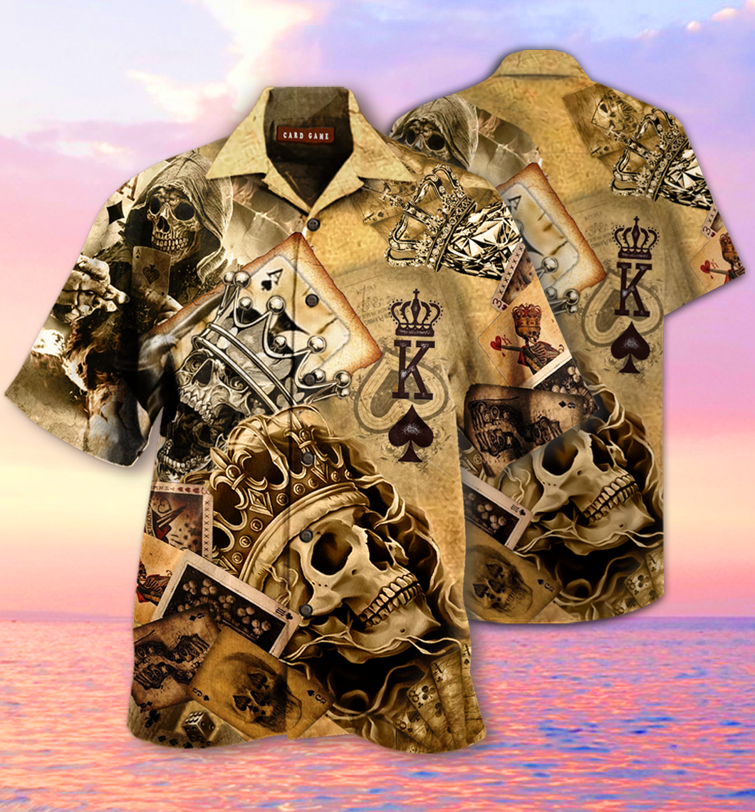 Skull Crown And King Chess Playing Cards Hawaiian Shirt