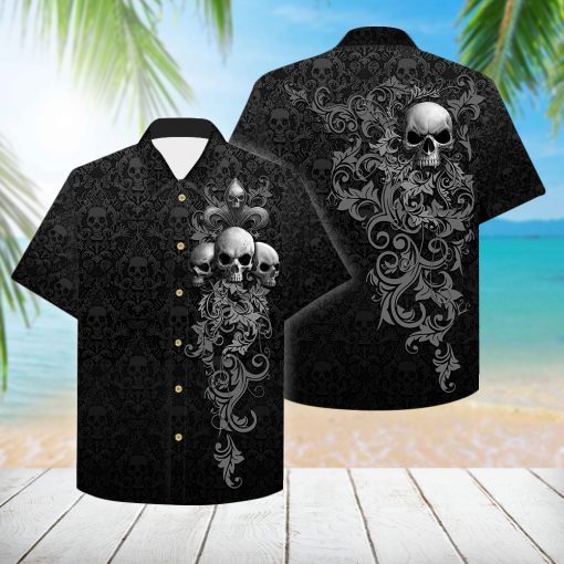 Skull Damask Pattern Hawaiian Shirt