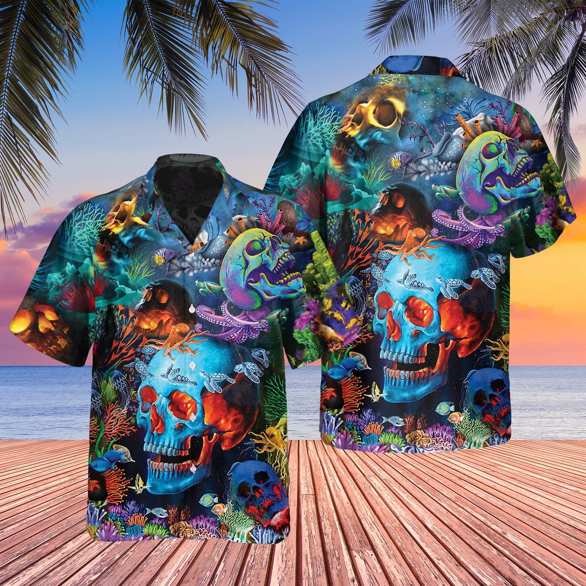 Skull Deep Sea Hawaii Shirt Hawaiian Shirt For Men Hawaiian Shirt