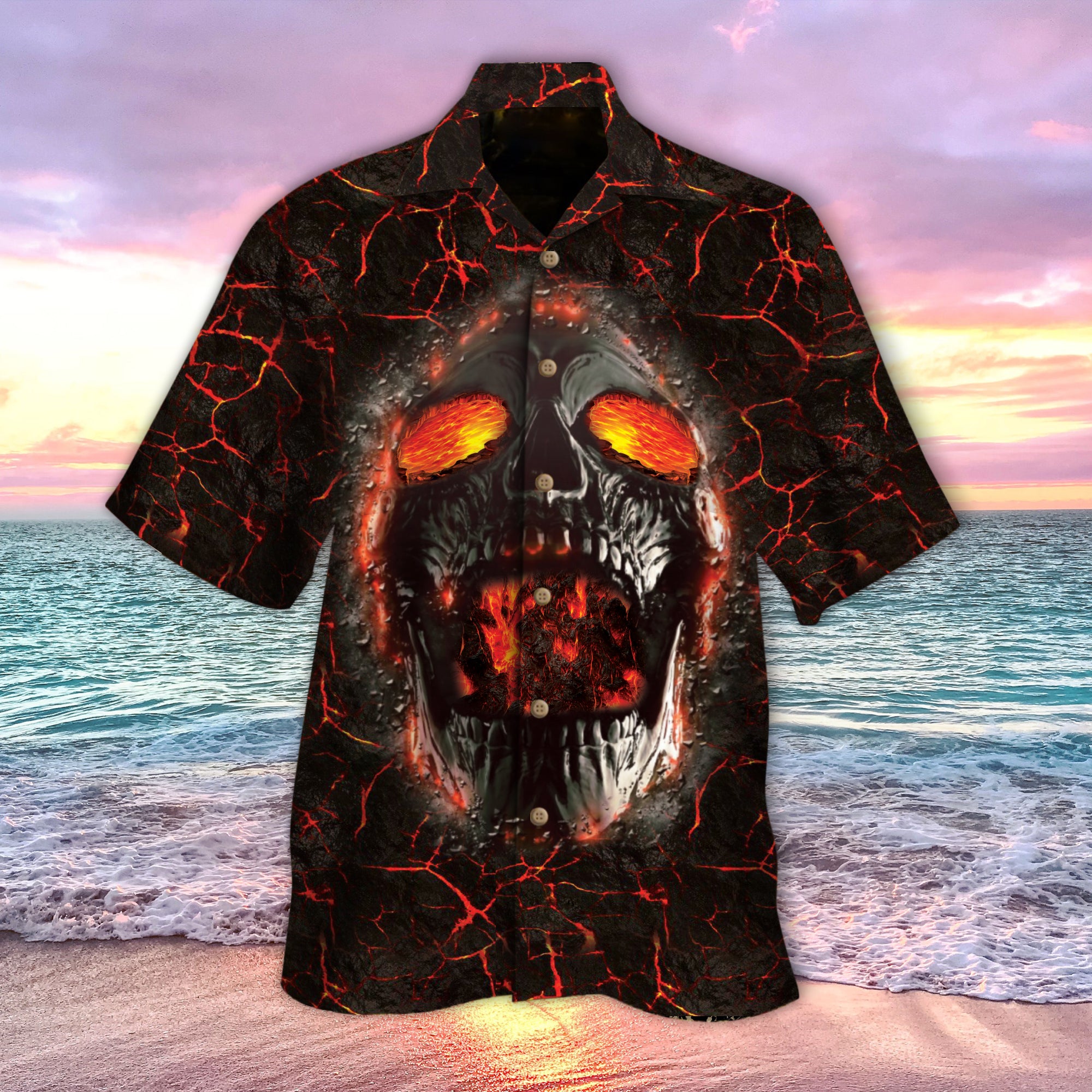 Skull Engulfed In Flames Hawaiian Shirt