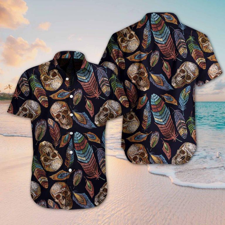 Skull Feather Hawaiian Shirt Unisex Adult