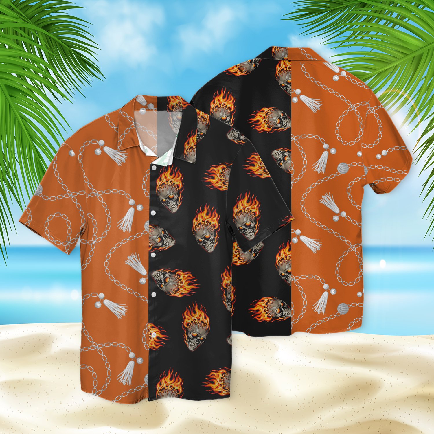 Skull Fire Chain 3d Hawaiian Shirt