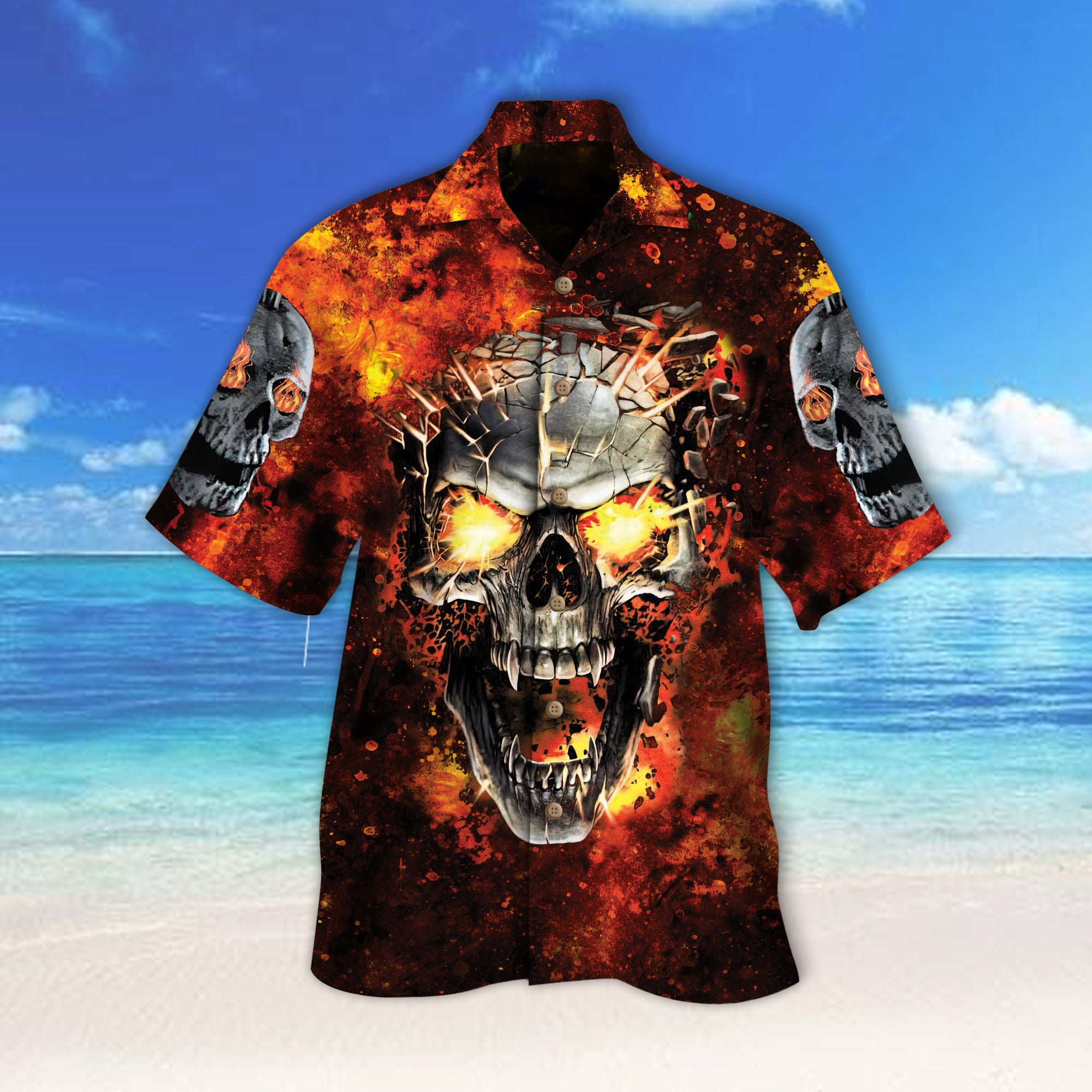 Skull Fire Hawaiian Shirt