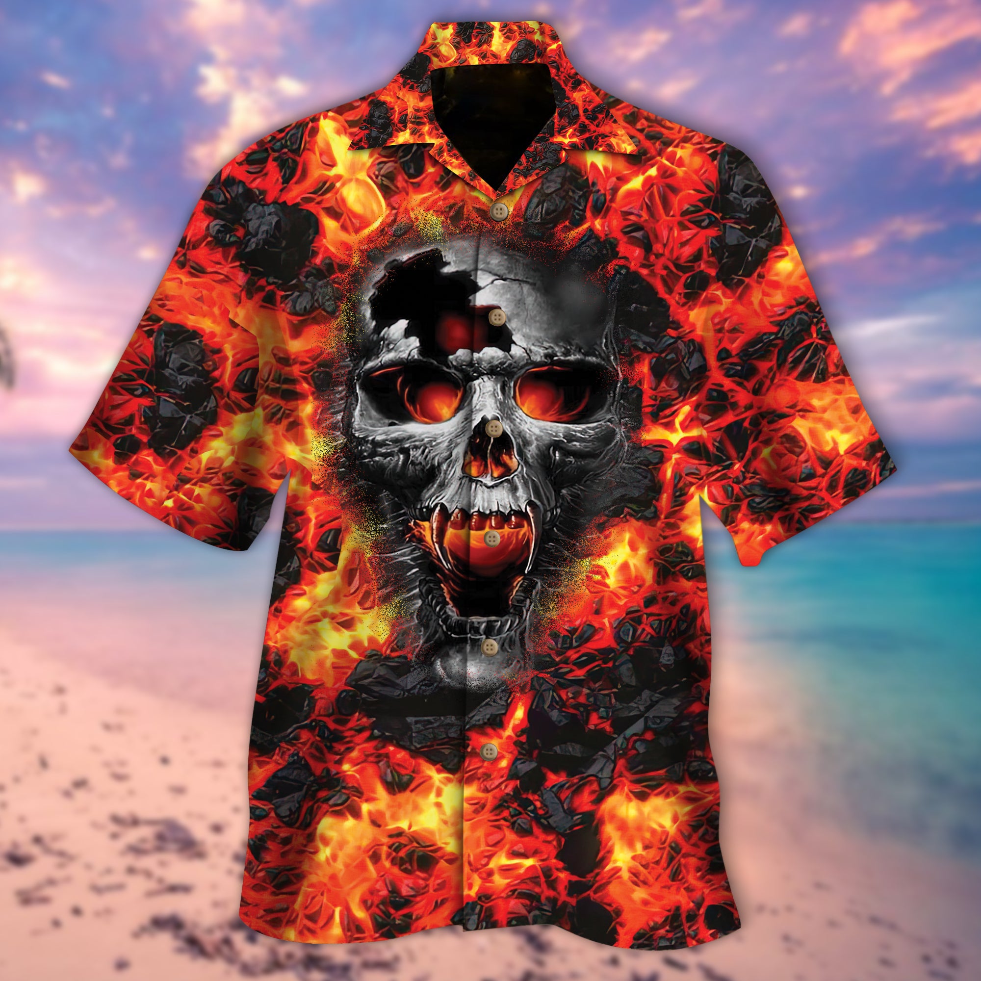 Skull Fire Hawaiian Shirt